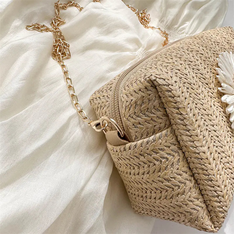 Floral Straw Crossbody