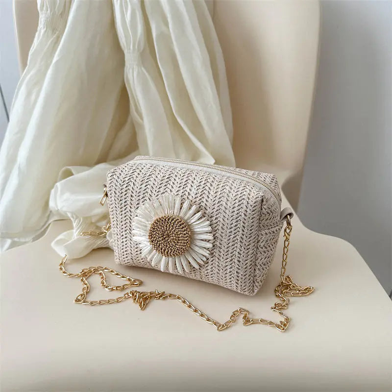 Floral Straw Crossbody