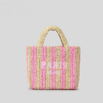 Handmade Striped Straw Bag small