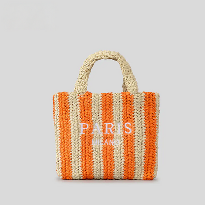 Handmade Striped Straw Bag small