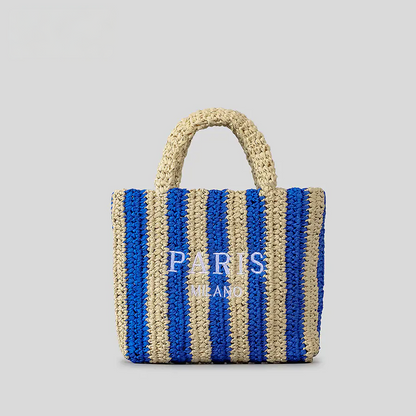 Handmade Striped Straw Bag small