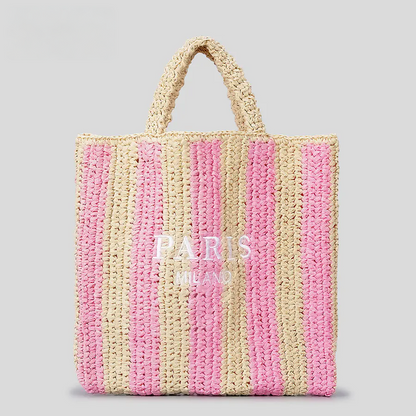 Handmade Striped Straw Bag