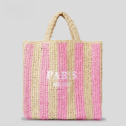 Handmade Striped Straw Bag