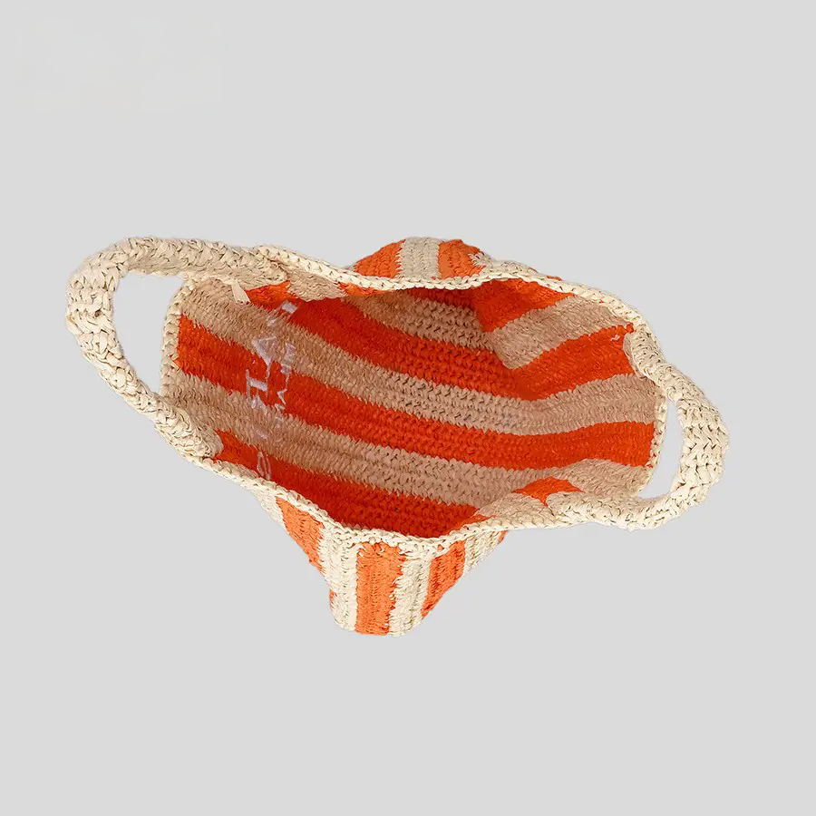 Handmade Striped Straw Bag