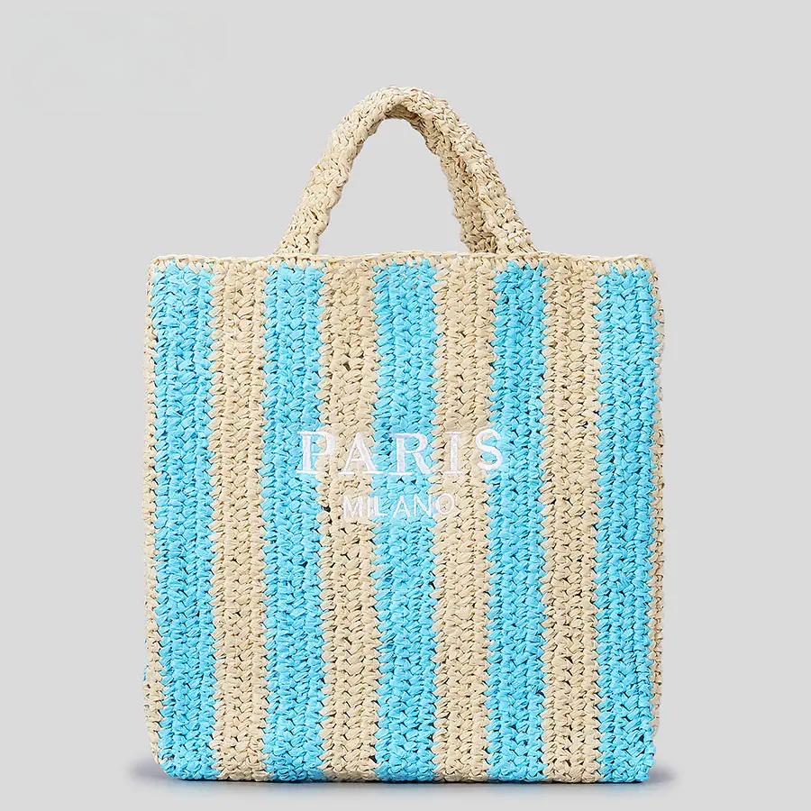 Handmade Striped Straw Bag