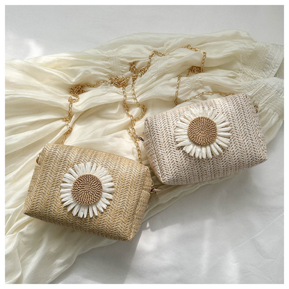 Floral Straw Crossbody