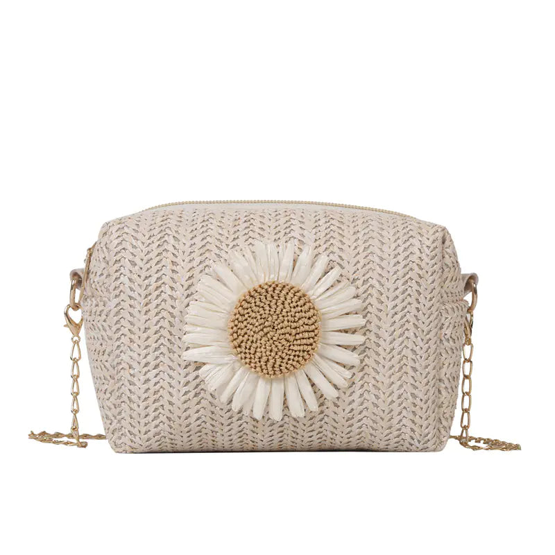 Floral Straw Crossbody