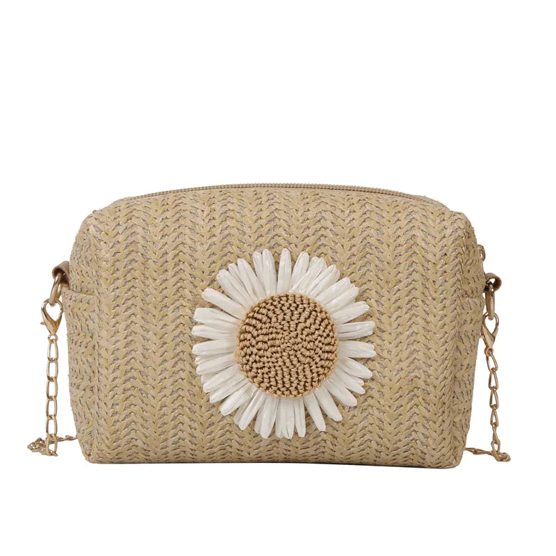 Floral Straw Crossbody