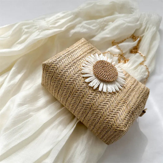 Floral Straw Crossbody